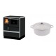 Set Küchenofen Alfa Plam Dominant 70, 6.3kW + Gusseisen Topf Tiefer Solagio, Ivory, Ф24 | Kaminofen - Holzofen mit Backfach | Kaminofen |