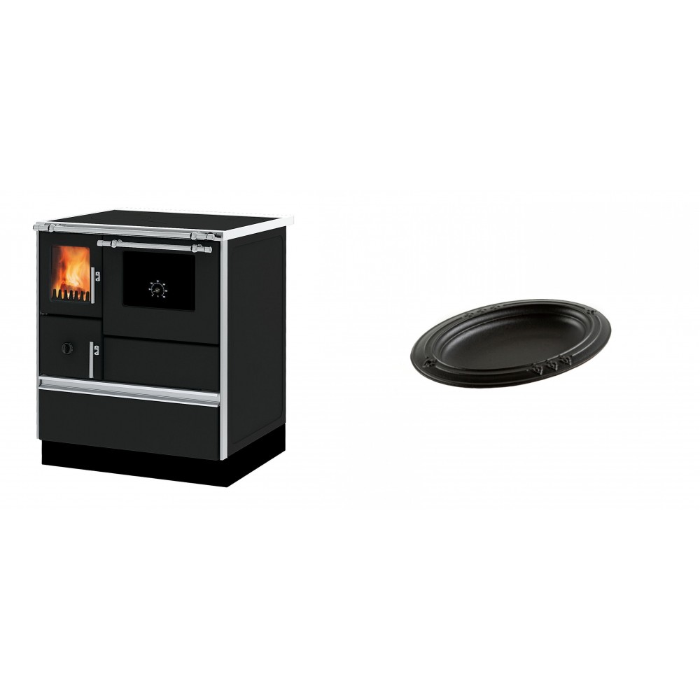 Set Küchenofen Alfa Plam Dominant 70, 6.3kW + Gusseiserne auflaufform Solagio oval, 17x28cm