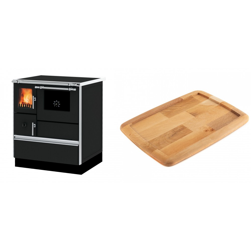 Set Küchenofen Alfa Plam Dominant 70, 6.3kW + Holz untersetzer für gusseisenplatte Solagio HSST2131 | Kaminofen - Holzofen mit Backfach | Kaminofen |