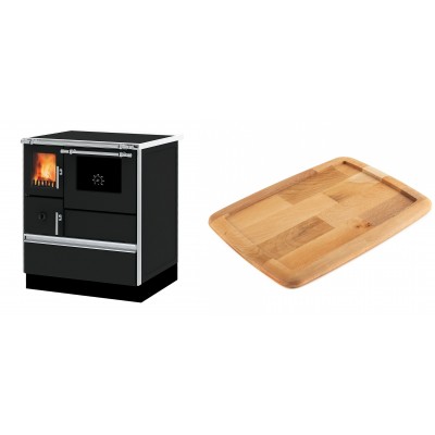 Set Küchenofen Alfa Plam Dominant 70, 6.3kW + Holz untersetzer für gusseisenplatte Solagio HSST2131 - Kaminofen - Holzofen mit Backfach