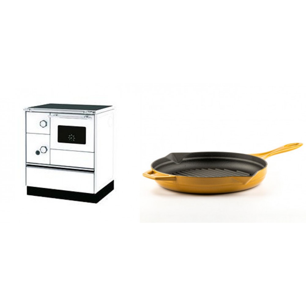 Set Küchenofen Alfa Plam Alfa 70 Favorit, 6kW + Emaillierte grillpfanne Gusseisen Solagio, Dijon, Ф28cm