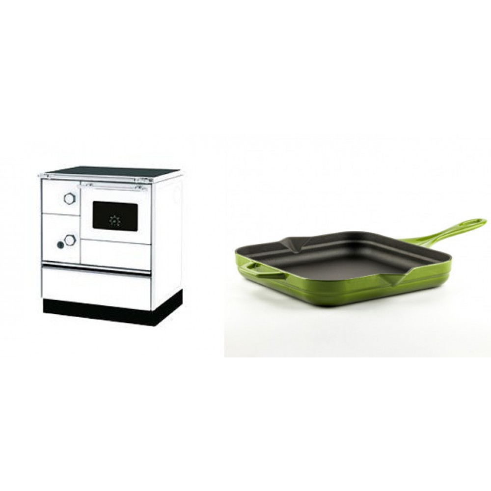 Set Küchenofen Alfa Plam Alfa 70 Favorit, 6kW + Emaillierte Gusseisenpfanne Solagio, Bamboo, 28x28cm