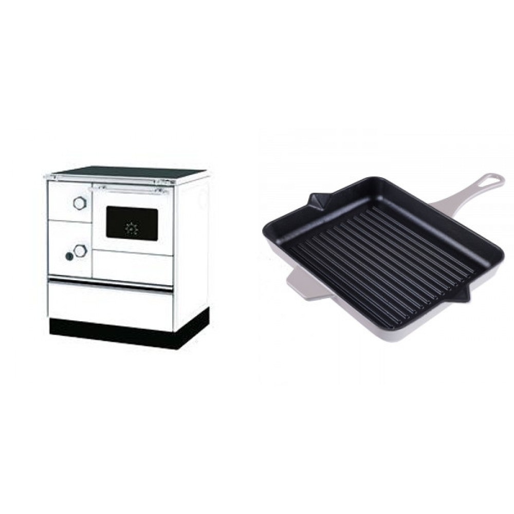 Set Küchenofen Alfa Plam Alfa 70 Favorit, 6kW + Emaillierte grillpfanne Gusseisen Solagio, Ivory, 26x32cm