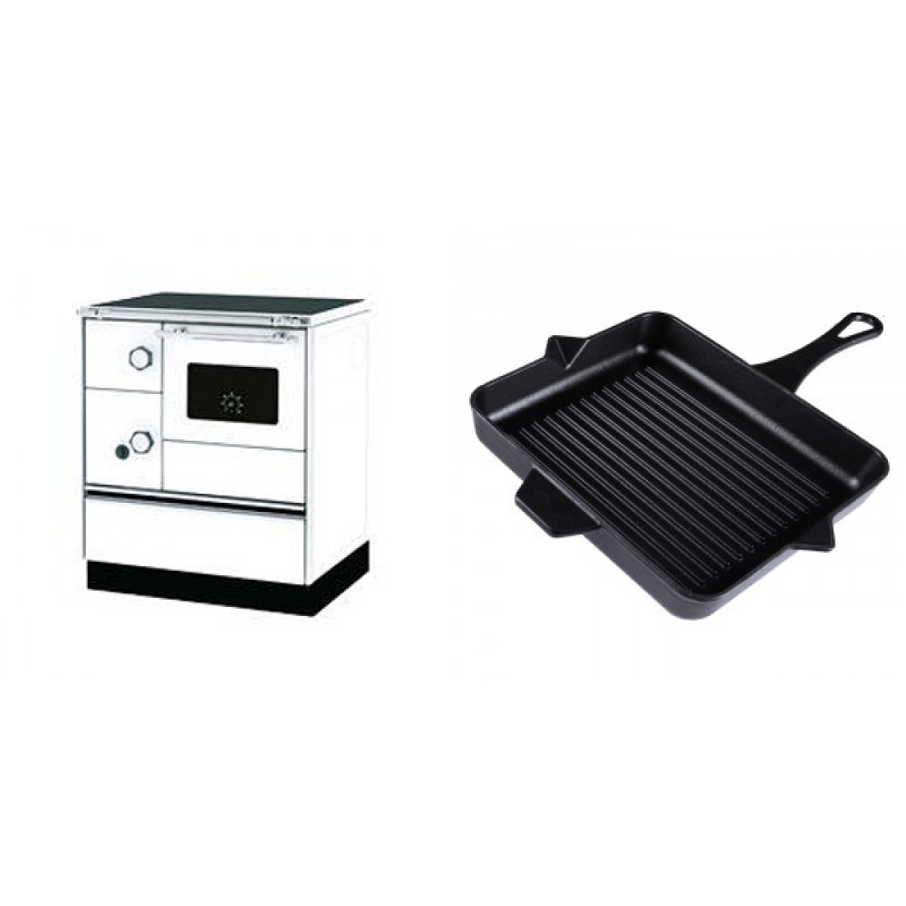 Set Küchenofen Alfa Plam Alfa 70 Favorit, 6kW + Emaillierte grillpfanne Gusseisen Solagio, Black Onyx, 26x32cm