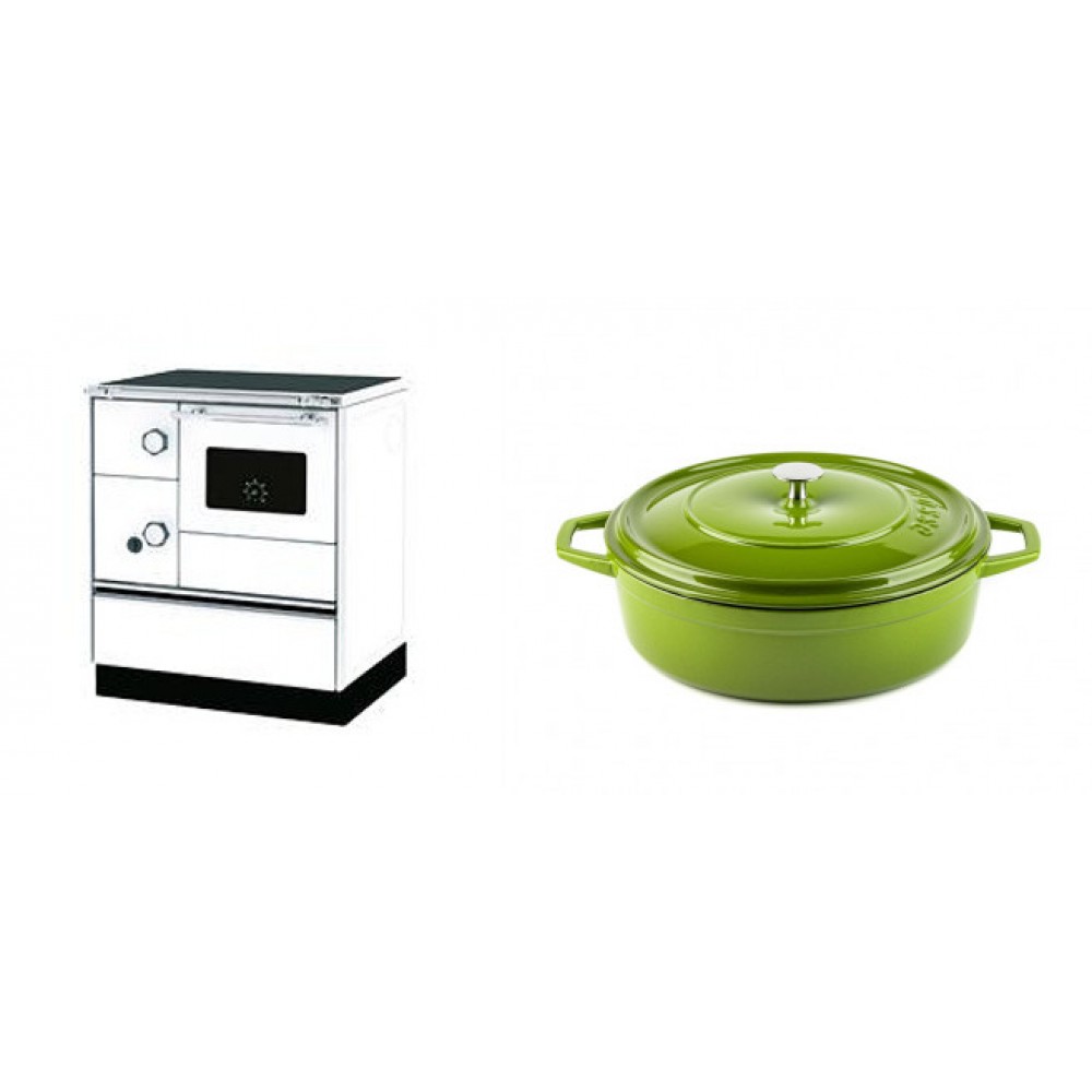 Set Küchenofen Alfa Plam Alfa 70 Favorit, 6kW + Gusseisen Topf Flach Solagio, Bamboo, Ф26