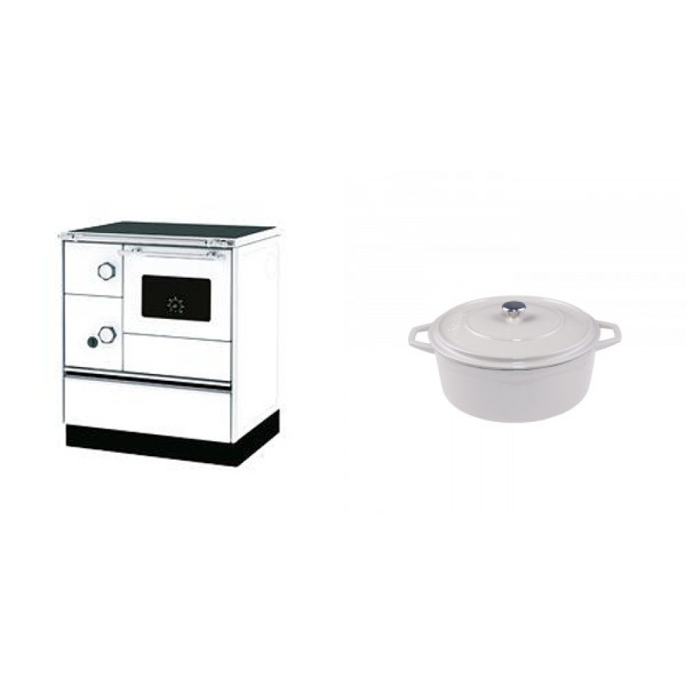 Set Küchenofen Alfa Plam Alfa 70 Favorit, 6kW + Gusseisen Topf Tiefer Solagio, Ivory, Ф12