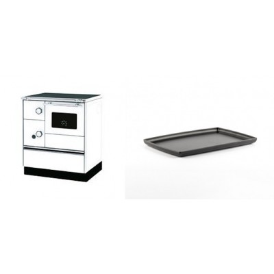 Set Küchenofen Alfa Plam Alfa 70 Favorit, 6kW + Rechteckige Servierplatte aus Gusseisen Solagio, 21x31cm - Kaminofen - Holzofen mit Backfach