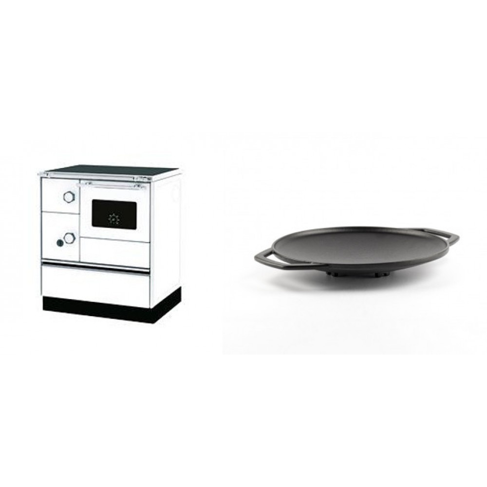 Set Küchenofen Alfa Plam Alfa 70 Favorit, 6kW + Backplatte aus Gusseisen Solagio, Ф28cm | Kaminofen - Holzofen mit Backfach | Kaminofen |