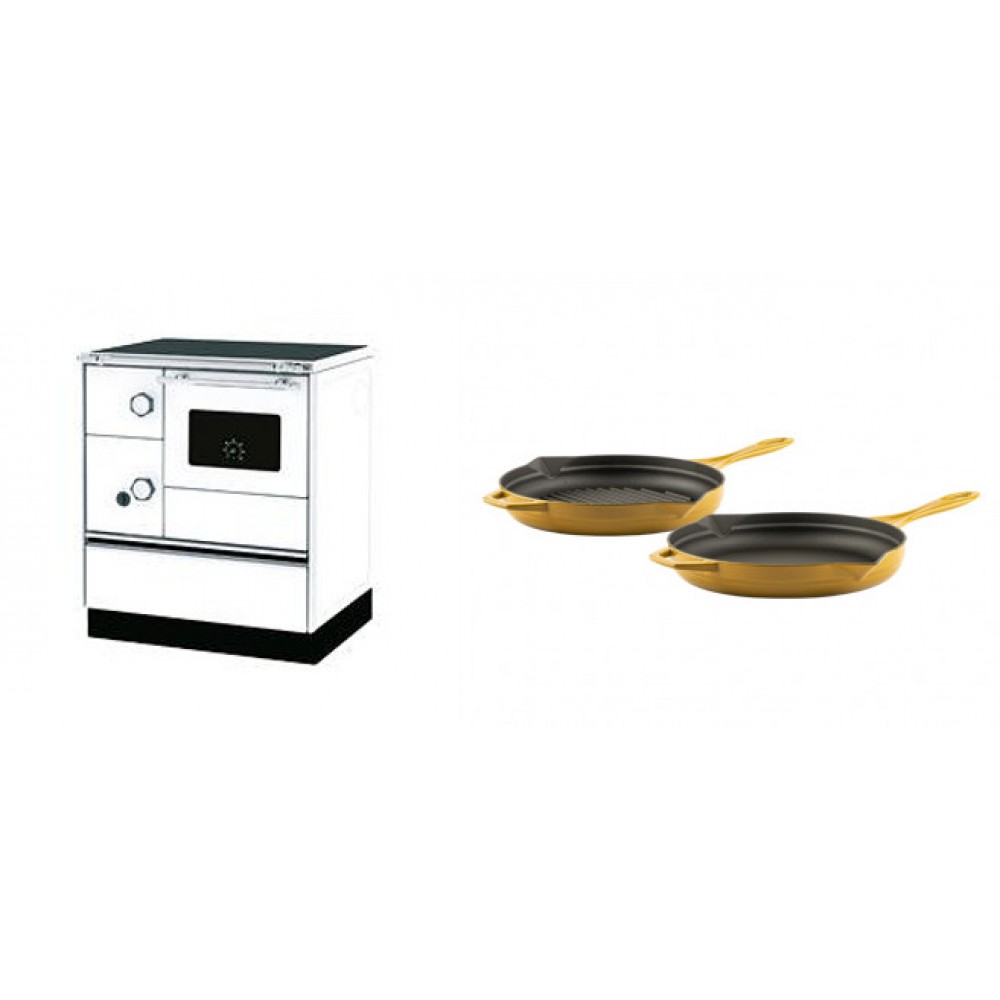 Set Küchenofen Alfa Plam Alfa 70 Favorit, 6kW + Gusseisen Topf Set aus 2 teilen Solagio, Dijon