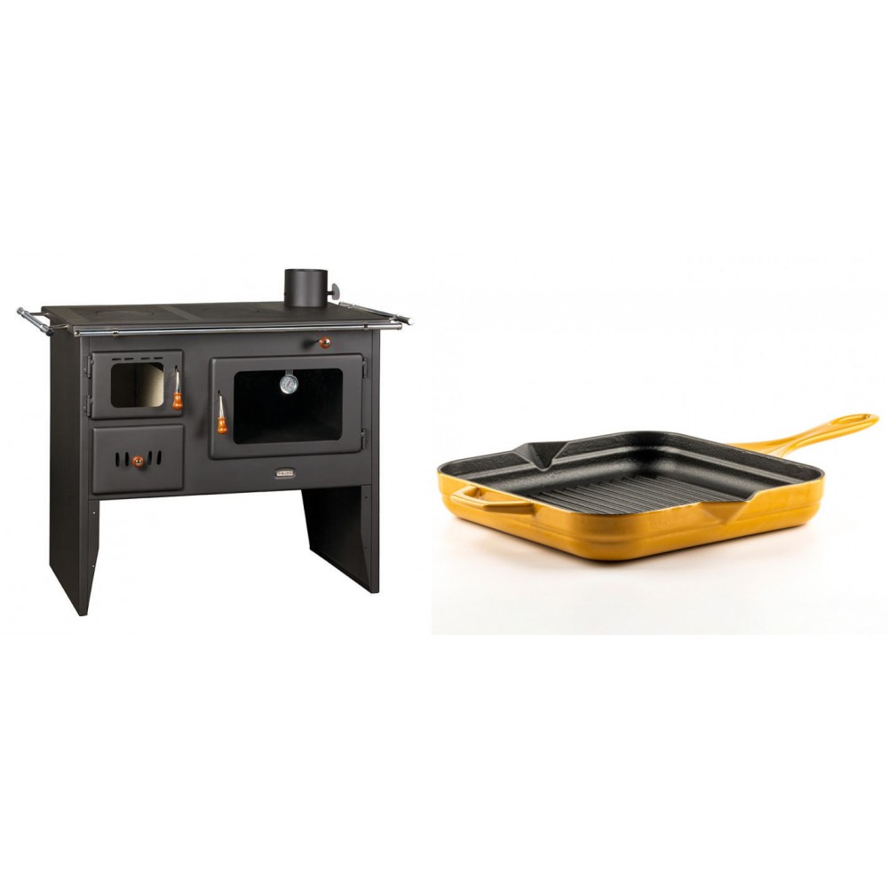 Set Küchenofen / Küchenhexe Prity mit Backofen und Kochplatte, Modell Prity 2P41, Leistung 15.2kW + Emaillierte grillpfanne Gusseisen Solagio, Dijon, 28х28cm