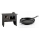 Set Küchenofen / Küchenhexe Prity mit Backofen und Kochplatte, Modell Prity 2P41, Leistung 15.2kW + Emaillierte grillpfanne Gusseisen Solagio, Black Onyx, Ф28cm | Kaminofen - Holzofen mit Backfach | Kaminofen |