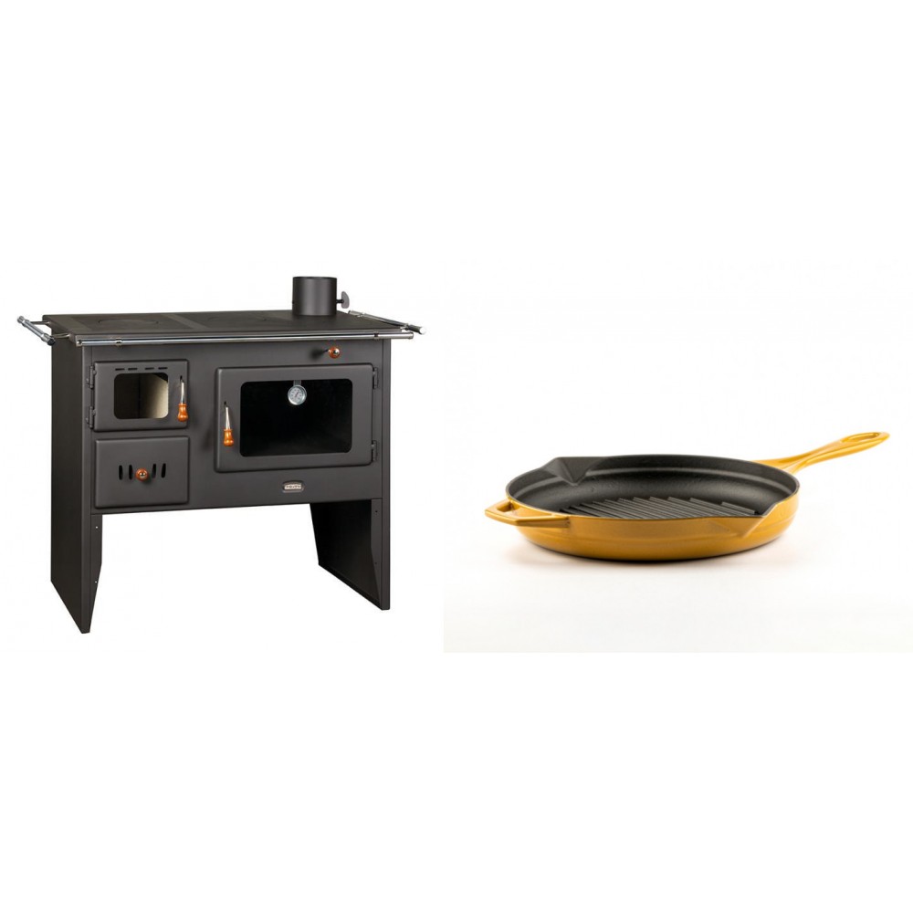 Set Küchenofen / Küchenhexe Prity mit Backofen und Kochplatte, Modell Prity 2P41, Leistung 15.2kW + Emaillierte grillpfanne Gusseisen Solagio, Dijon, Ф24cm