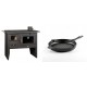 Set Küchenofen / Küchenhexe Prity mit Backofen und Kochplatte, Modell Prity 2P41, Leistung 15.2kW + Emaillierte grillpfanne Gusseisen Solagio, Black Onyx, Ф24cm | Kaminofen - Holzofen mit Backfach | Kaminofen |