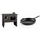 Set Küchenofen / Küchenhexe Prity mit Backofen und Kochplatte, Modell Prity 2P41, Leistung 15.2kW + Emaillierte Gusseisenpfanne Solagio, Black Onyx, Ф28cm | Kaminofen - Holzofen mit Backfach | Kaminofen |