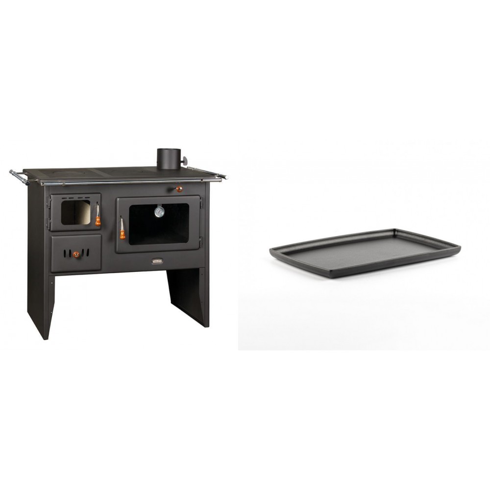 Set Küchenofen / Küchenhexe Prity mit Backofen und Kochplatte, Modell Prity 2P41, Leistung 15.2kW + Rechteckige Servierplatte aus Gusseisen Solagio, 21x31cm