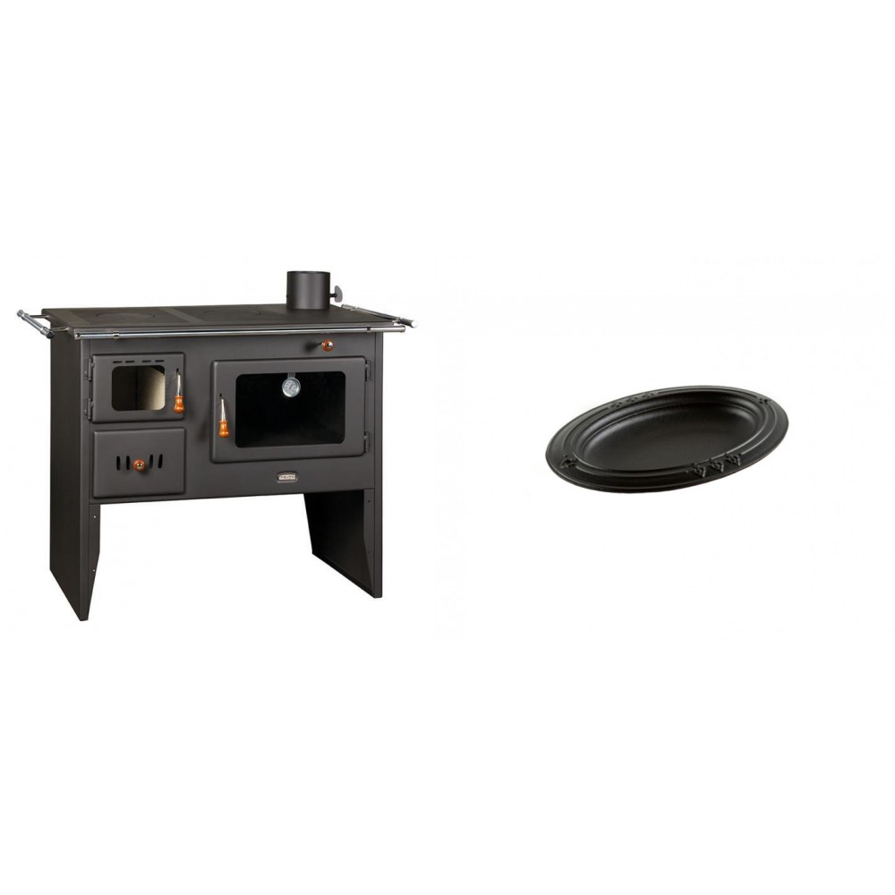 Set Küchenofen / Küchenhexe Prity mit Backofen und Kochplatte, Modell Prity 2P41, Leistung 15.2kW + Gusseiserne auflaufform Solagio oval, 17x28cm | Kaminofen - Holzofen mit Backfach | Kaminofen |