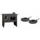 Set Küchenofen / Küchenhexe Prity mit Backofen und Kochplatte, Modell Prity 2P41, Leistung 15.2kW + Gusseisen Topf Set aus 2 teilen Solagio, Black Onyx | Kaminofen - Holzofen mit Backfach | Kaminofen |