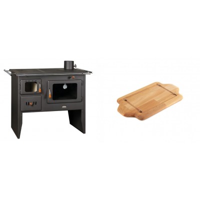 Set Küchenofen / Küchenhexe Prity mit Backofen und Kochplatte, Modell Prity 2P41, Leistung 15.2kW + Holz untersetzer für mini-gusseisenplatte Solagio HSDDHP1522 - Kaminofen - Holzofen mit Backfach