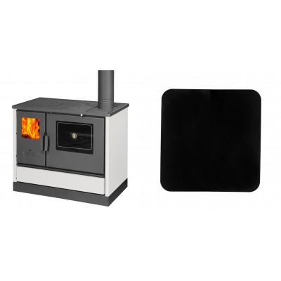 Set Küchenofen mit Backofen und Kochplatte Balkan Energy, Modell 4020 Weiß, Obere Platte aus Gusseisen, Leistung 7.9kW + Funkenschutzplatte Stahl 2mm, Größe 98x98cm - Balkan Energy