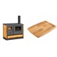 Set Küchenofen mit Backofen und Kochplatte Balkan Energy, Modell 4020 Cappuccino, Obere Platte aus Gusseisen, Leistung 7.9kW + Holz untersetzer für gusseisenplatte Solagio HSST2131 | Kaminofen - Holzofen mit Backfach | Kaminofen |