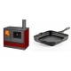 Set Küchenofen mit Backofen und Kochplatte Balkan Energy, Modell 4020 Bordeaux, Obere Platte aus Gusseisen, Leistung 7.9kW + Emaillierte Gusseisenpfanne Solagio, Black Onyx, 28x28cm | Kaminofen - Holzofen mit Backfach | Kaminofen |