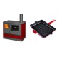 Set Küchenofen mit Backofen und Kochplatte Balkan Energy, Modell 4020 Bordeaux, Obere Platte aus Gusseisen, Leistung 7.9kW + Emaillierte grillpfanne Gusseisen Solagio, Rubin, 26x32cm | Kaminofen - Holzofen mit Backfach | Kaminofen |