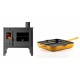 Set Küchenofen / Küchenhexe Prometey Retro Eco, 7kW + Emaillierte grillpfanne Gusseisen Solagio, Dijon, 28х28cm | Kaminofen - Holzofen mit Backfach | Kaminofen |