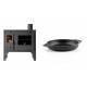 Set Küchenofen / Küchenhexe Prometey Retro Eco, 7kW + Emaillierte gusseisenpfanne mit zwei Griffen Solagio, Black Onyx, Ф19cm | Kaminofen - Holzofen mit Backfach | Kaminofen |