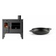 Set Küchenofen / Küchenhexe Prometey Retro Eco, 7kW + Emaillierte gusseisenpfanne mit zwei Griffen Solagio, Black Onyx, Ф16cm | Kaminofen - Holzofen mit Backfach | Kaminofen |