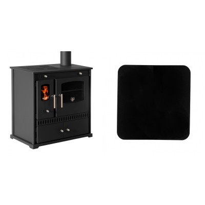 Set Küchenofen / Küchenhexe Prometey Perfect Eco, 7kW + Funkenschutzplatte Stahl 2mm, Größe 98x98cm - Prometey