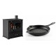 Set Küchenofen / Küchenhexe Prometey Perfect Eco, 7kW + Emaillierte grillpfanne Gusseisen Solagio, Black Onyx, Ф28cm | Kaminofen - Holzofen mit Backfach | Kaminofen |