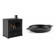 Set Küchenofen / Küchenhexe Prometey Perfect Eco, 7kW + Emaillierte gusseisenpfanne mit zwei Griffen Solagio, Black Onyx, Ф22cm | Kaminofen - Holzofen mit Backfach | Kaminofen |