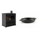 Set Küchenofen / Küchenhexe Prometey Perfect Eco, 7kW + Emaillierte gusseisenpfanne mit zwei Griffen Solagio, Black Onyx, Ф19cm | Kaminofen - Holzofen mit Backfach | Kaminofen |