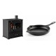 Set Küchenofen / Küchenhexe Prometey Perfect Eco, 7kW + Emaillierte Gusseisenpfanne Solagio, Black Onyx, Ф28cm | Kaminofen - Holzofen mit Backfach | Kaminofen |