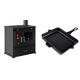 Set Küchenofen / Küchenhexe Prometey Perfect Eco, 7kW + Emaillierte grillpfanne Gusseisen Solagio, Black Onyx, 26x32cm | Kaminofen - Holzofen mit Backfach | Kaminofen |