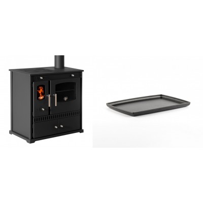 Set Küchenofen / Küchenhexe Prometey Perfect Eco, 7kW + Rechteckige Servierplatte aus Gusseisen Solagio, 21x31cm - Prometey
