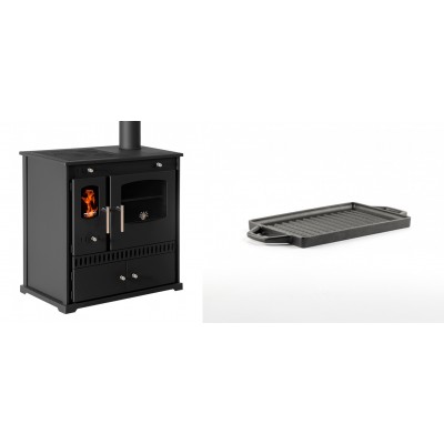 Set Küchenofen / Küchenhexe Prometey Perfect Eco, 7kW + Mini-Grillplatte aus Gusseisen Solagio, 15.5x22.5cm - Prometey
