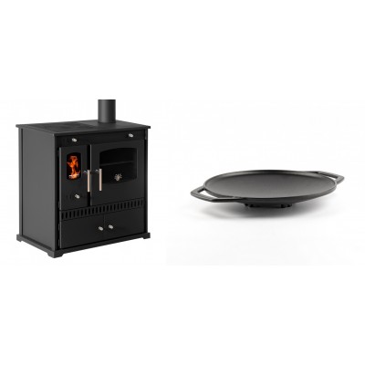 Set Küchenofen / Küchenhexe Prometey Perfect Eco, 7kW + Backplatte aus Gusseisen Solagio, Ф28cm - Prometey