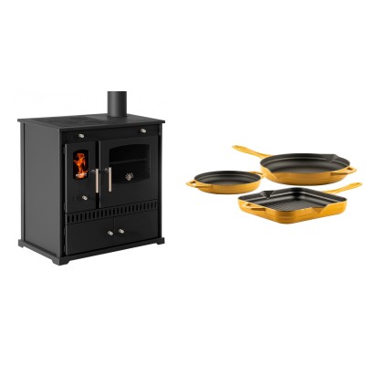 Set Küchenofen / Küchenhexe Prometey Perfect Eco, 7kW + Gusseisen Topf Set aus 3 teilen Solagio, Dijon - Prometey