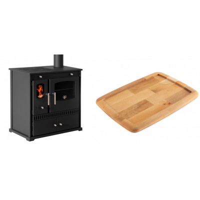 Set Küchenofen / Küchenhexe Prometey Perfect Eco, 7kW + Holz untersetzer für gusseisenplatte Solagio HSST2131 - Prometey
