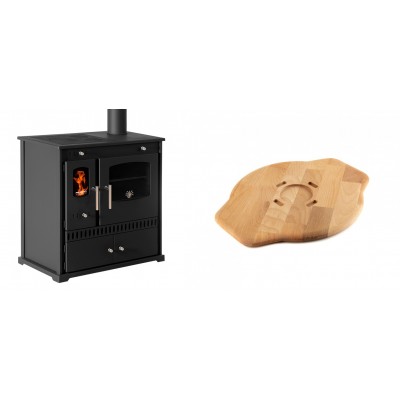 Set Küchenofen / Küchenhexe Prometey Perfect Eco, 7kW + Holz untersetzer für Gusseisenplatte Solagio HSYSAK28 - Prometey