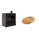 Set Küchenofen / Küchenhexe Prometey Perfect Eco, 7kW + Holz untersetzer für ovale platte Solagio HSOISK1728, 17x28cm | Kaminofen - Holzofen mit Backfach | Kaminofen |