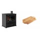 Set Küchenofen / Küchenhexe Prometey Perfect Eco, 7kW + Holz untersetzer für mini-gusseisenplatte Solagio HSDDHP1522 | Kaminofen - Holzofen mit Backfach | Kaminofen |