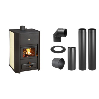 Set Kaminofen, Holzofen Wasserführend Prity, Modell WD W24, Leistung 24.3kW + Schornstein Bausatz PARKANEX, Stahl Ø150, Dicke 2mm - Prity