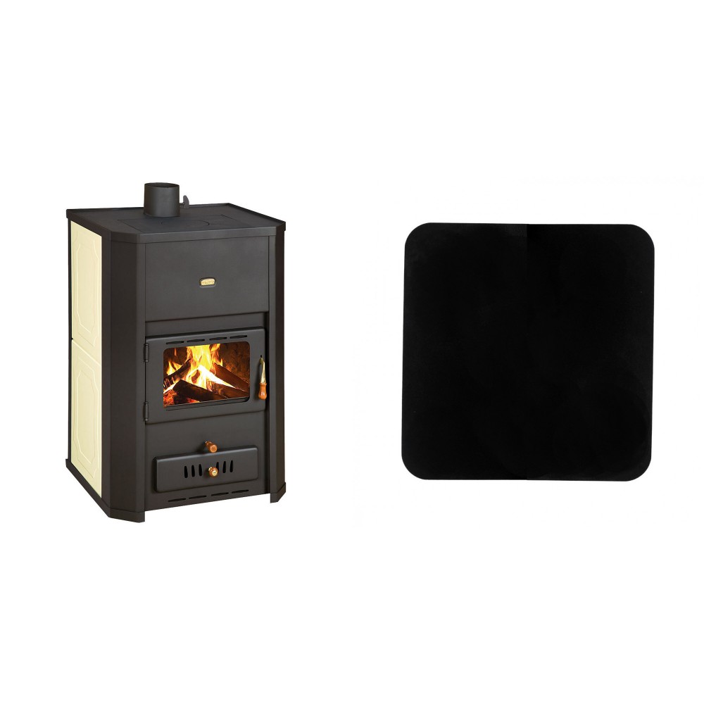 Set Kaminofen, Holzofen Wasserführend Prity, Modell WD W24, Leistung 24.3kW + Funkenschutzplatte Stahl 2mm, Größe 98x98cm | Wasserführender Кaminofen Prity | Kaminofen |
