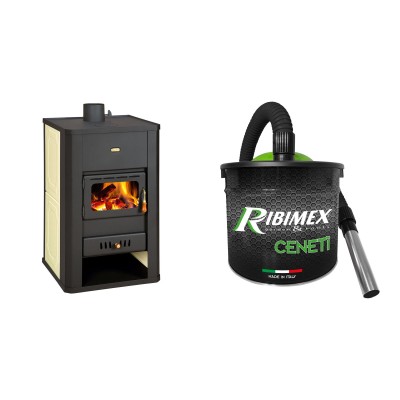 Set Kaminofen, Holzofen Wasserführend Prity, Modell S3 W17, Leistung 17.8kW + Elektrischer Aschesauger Ribimex, Modell Cenetì, Fassungsvermögen 15 L - Prity