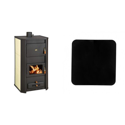 Set Kaminofen, Holzofen Wasserführend Prity, Modell WD W29, Leistung 31.5kW + Funkenschutzplatte Stahl 2mm, Größe 98x98cm - Prity
