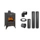 Set Kaminofen, Holzofen Prity, Modell K1 R, Leistung 9.5 kW, Füße + Schornstein Bausatz PARKANEX, Stahl Ø130, Dicke 2mm | Holzofen | Kaminofen |