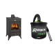 Set Kaminofen, Holzofen Prity, Modell K1 R, Leistung 9.5 kW, Füße + Elektrischer Aschesauger Ribimex, Modell Cenetì, Fassungsvermögen 15 L | Holzofen | Kaminofen |