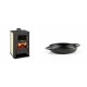 Set Kaminofen, Holzofen Wasserführend mit Backfach Prity, Modell FG W15, Leistung 19.8kW + Emaillierte gusseisenpfanne mit zwei Griffen Solagio, Black Onyx, Ф16cm | Wasserführender Kaminofen | Kaminofen |
